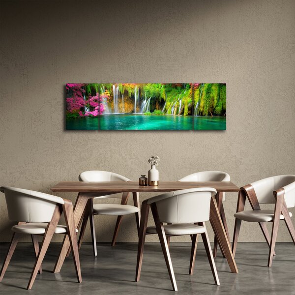Obraz - Vodopád, Plitvická jezera, Chorvatsko (170x50 cm)