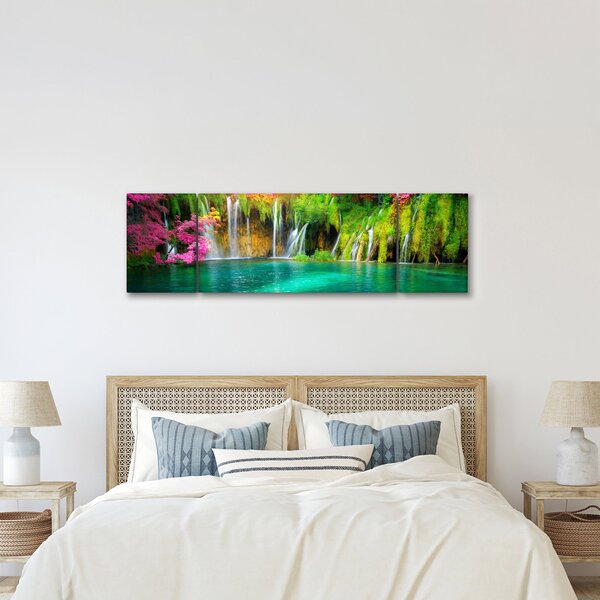 Obraz - Vodopád, Plitvická jezera, Chorvatsko (170x50 cm)