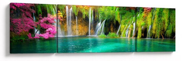 Obraz - Vodopád, Plitvická jezera, Chorvatsko (170x50 cm)