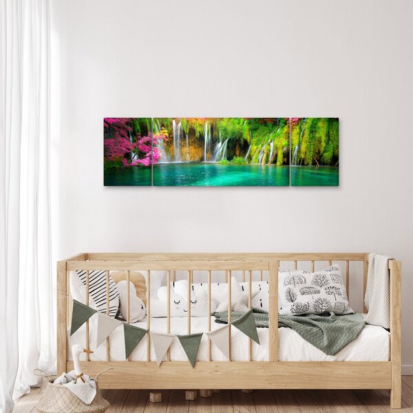 Obraz - Vodopád, Plitvická jezera, Chorvatsko (170x50 cm)