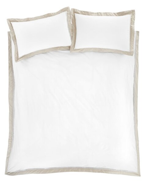 Bílé/béžové bavlněné povlečení na dvoulůžko/prodloužené 230x220 cm Oxford Lace – Bianca
