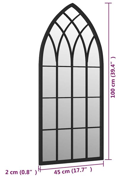 Zrcadlo černé 100 x 45 cm železo do interiéru 3093512