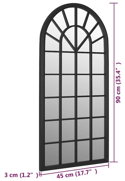 Zrcadlo černé 90 x 45 cm železo do interiéru 3093518