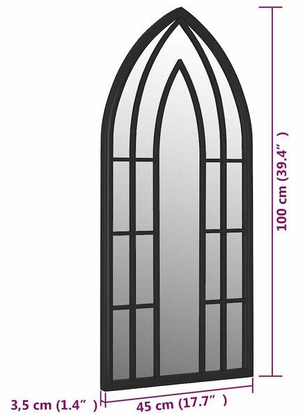 Zrcadlo černé 100 x 45 cm železo do interiéru 3093524