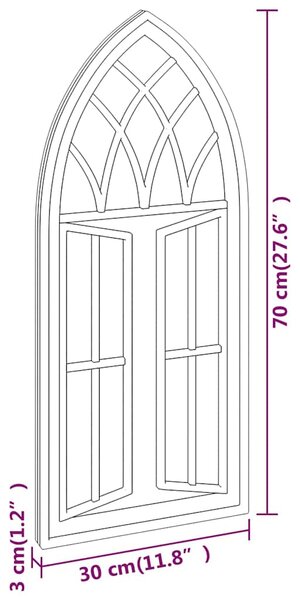 Zrcadlo černé 70 x 30 cm železo do interiéru 3093534