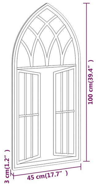 Zrcadlo černé 100 x 45 cm železo do interiéru 3093532