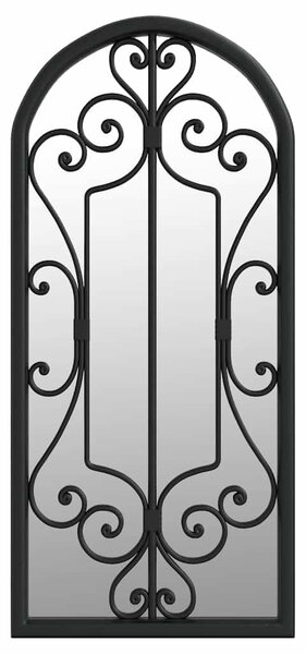 Zahradní zrcadlo černé 100 x 45 cm železo do exteriéru 318374