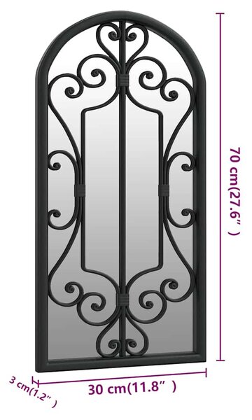 Zrcadlo černé 70 x 30 cm železo do interiéru 3093546