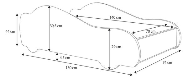 Dětská postel AUTO 4x4 140 × 70 cm