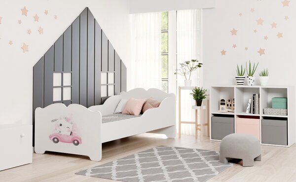 Dětská postel ANNA 160 × 80 cm s matrací – motiv kočka