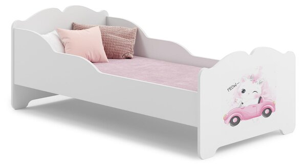 Dětská postel ANNA 160 × 80 cm s matrací – motiv kočka