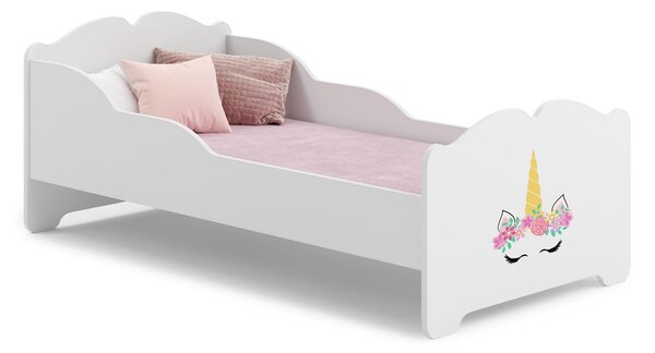 Dětská postel ANNA 160 × 80 cm s matrací – motiv jednorožec