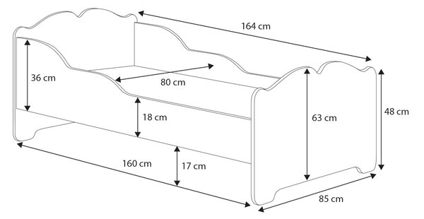 Dětská postel ANNA 160 × 80 cm s matrací – motiv kočka