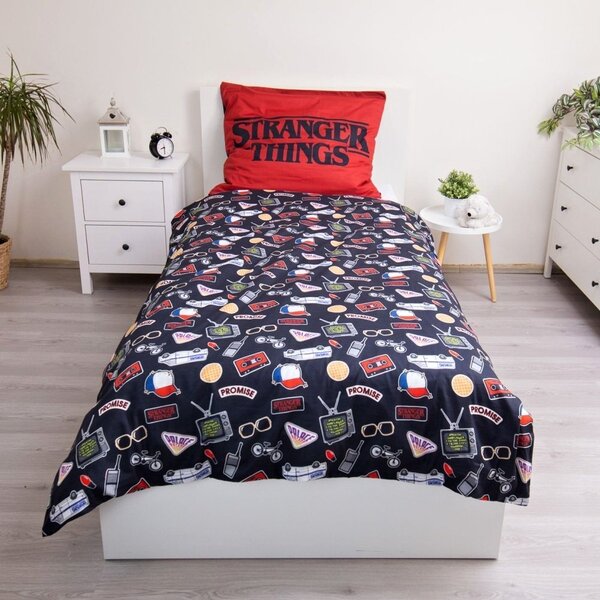 Oboustranné bavlněné ložní povlečení Stranger Things - motiv Upside Down - 100% bavlna - 70x90 cm + 140x200 cm