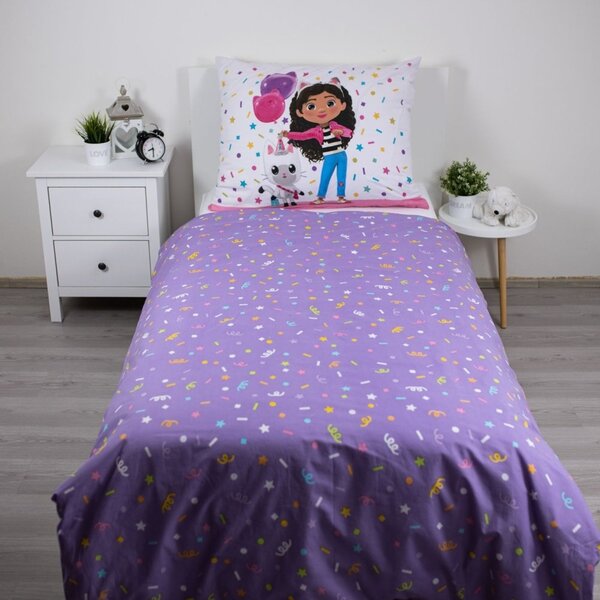 Bavlněné ložní povlečení Gábinin kouzelný domek - motiv párty konfety - 100% bavlna - 70x90 cm + 140x200 cm