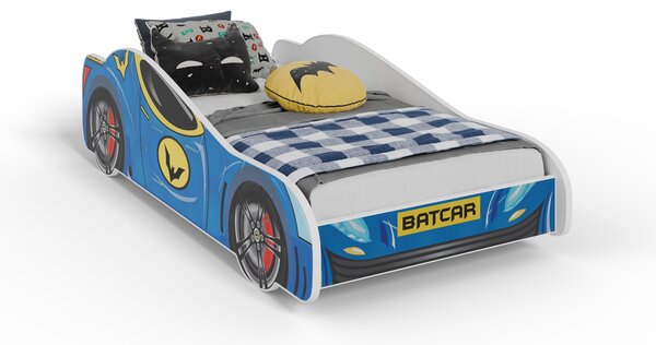 Dětská postel BATCAR 160 × 80 cm s matrací – motiv BATCAR