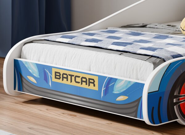 Dětská postel BATCAR 160 × 80 cm s matrací – motiv BATCAR