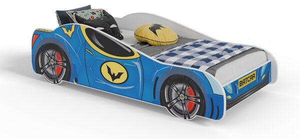 Dětská postel BATCAR 160 × 80 cm s matrací – motiv BATCAR