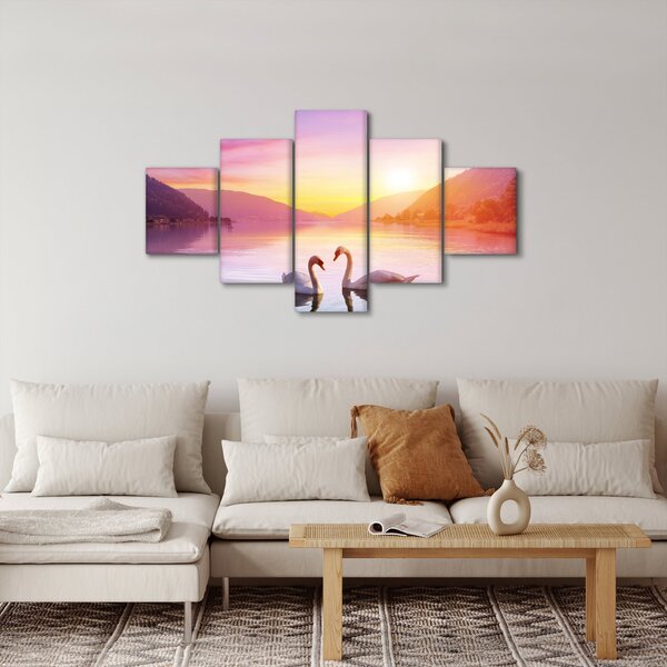 Obraz zamilovaných labutí (125x70 cm)