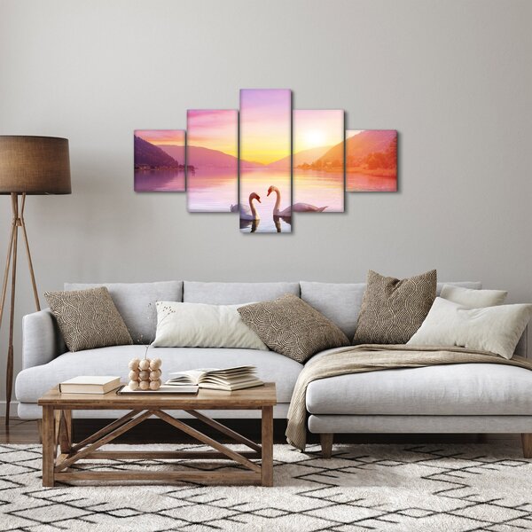 Obraz zamilovaných labutí (125x70 cm)