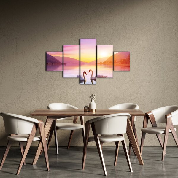 Obraz zamilovaných labutí (125x70 cm)