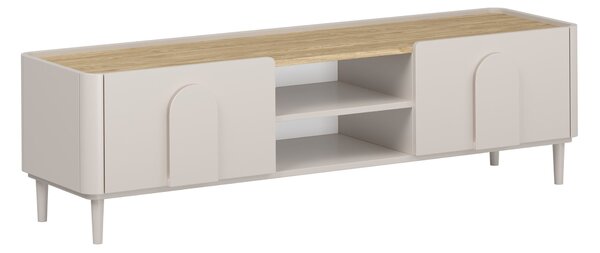 TV stolek Amilio 170 cm na nožkách - kašmírová / dub olejovaný / kašmírové úchytky