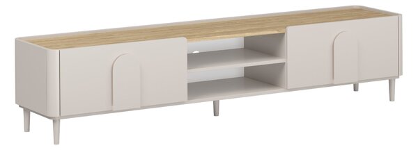 TV stolek Amilio 220 cm na nožkách - kašmírová / dub olejovaný / kašmírové úchytky