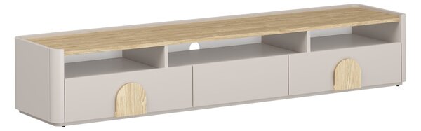 TV stolek Amilio 200 cm - kašmírová / dub olejovaný / úchytky dub světlý
