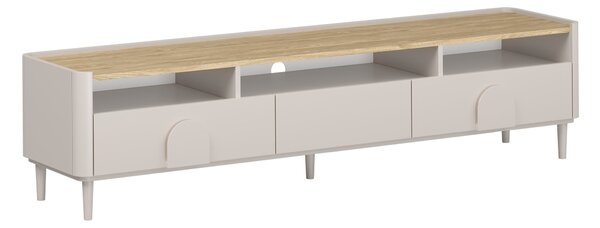TV stolek Amilio 200 cm na nožkách - kašmírová / dub olejovaný / kašmírové úchytky