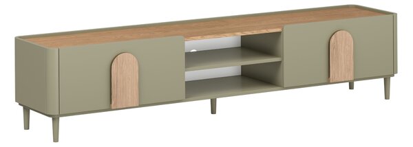 TV stolek Amilio 220 cm na nožkách - eukalyptus / dub baltic dune / úchytky dub přírodní