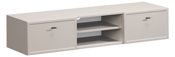 Závěsný TV stolek Lorini 150 cm se zásuvkami – kašmírová / černé úchytky T-bar