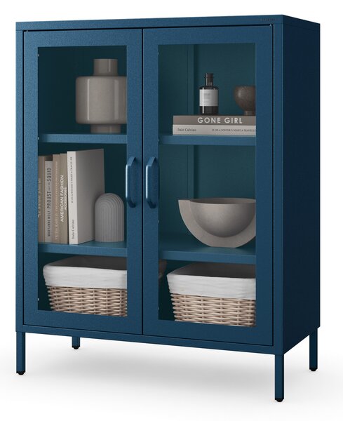 Vitrína GINA, 800 x 1015 x 400 mm, Modern: tmavě modrá barva