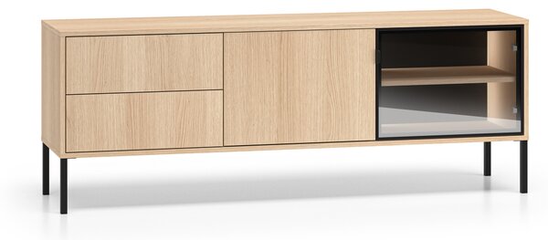 TV stolek Harmona 160 cm se zásuvkami a osvětlením - dub lindberg