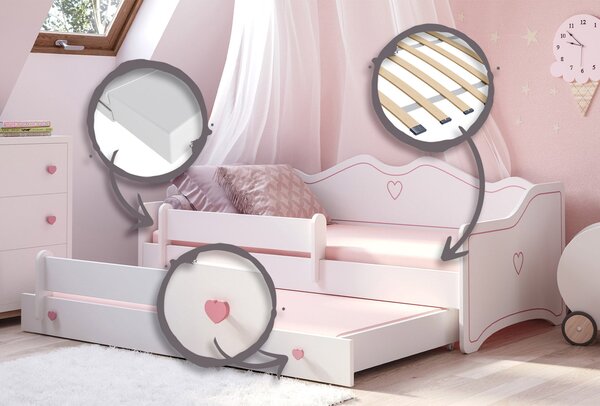 Dětská postel se dvěma lůžky EMMA 160 × 80 cm – růžová