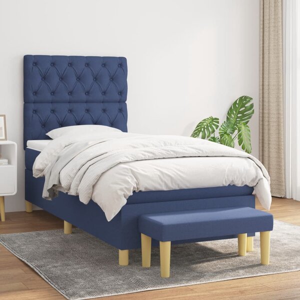 Box spring postel s matrací modrá 80x200 cm textil 3137355