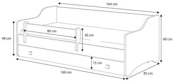 Dětská postel ERIK 160 × 80 cm – černé úchytky