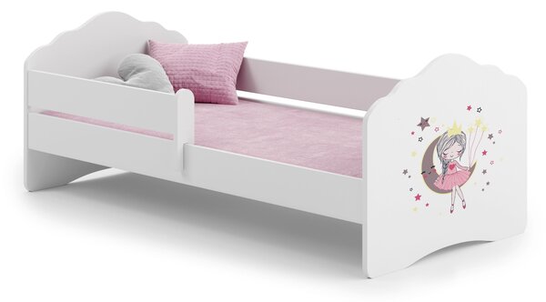 Dětská postel FALA 140 × 70 cm s ochrannou zábranou – motiv spící princezna