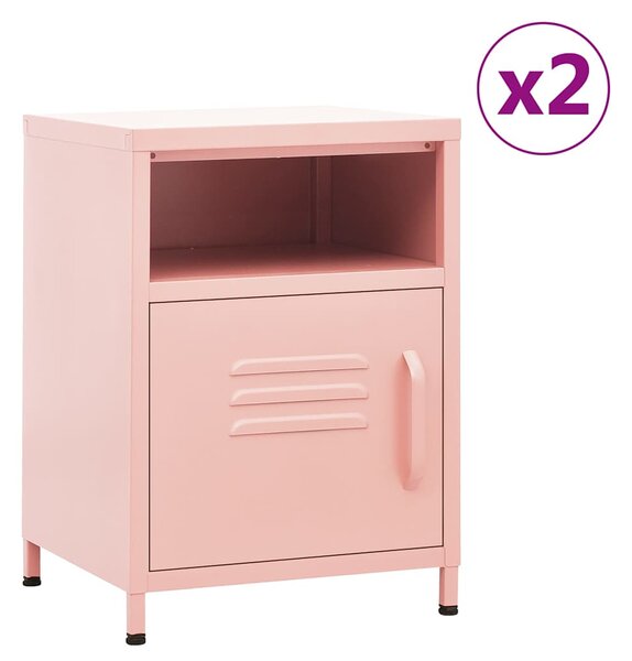 Noční stolky 2 ks růžová 35 x 35 x 51 cm ocel 3095218