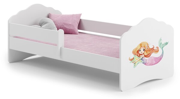 Dětská postel FALA 140 × 70 cm s ochrannou zábranou – motiv mořská víla