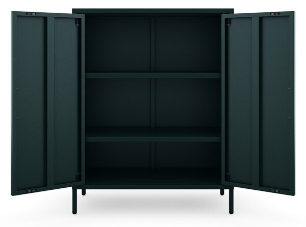 Kovová nízká skříňka s policemi VITO, 800 x 1015 x 400 mm, Modern: zelená láhev barva