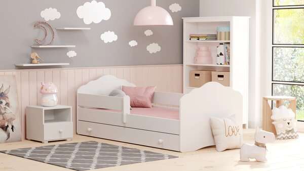 Dětská postel FALA 140 × 70 cm s úložným šuplíkem a ochrannou zábranou