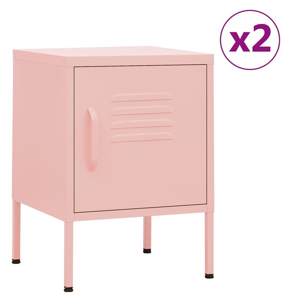 Noční stolky 2 ks růžová 35 x 35 x 51 cm ocel 3095209