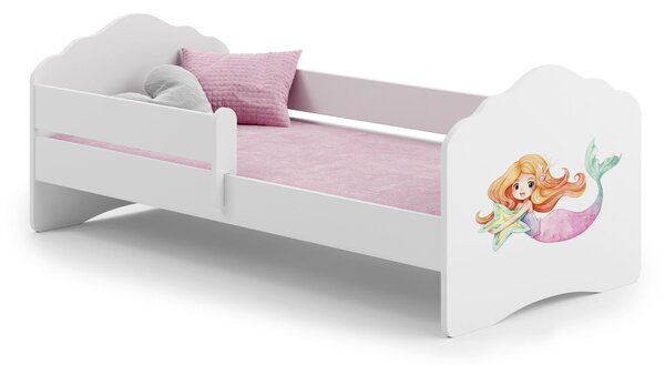 Dětská postel FALA 140 × 70 cm s ochrannou zábranou – motiv mořská víla