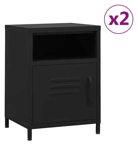 Noční stolky 2 ks černá 35 x 35 x 51 cm ocel 3095221