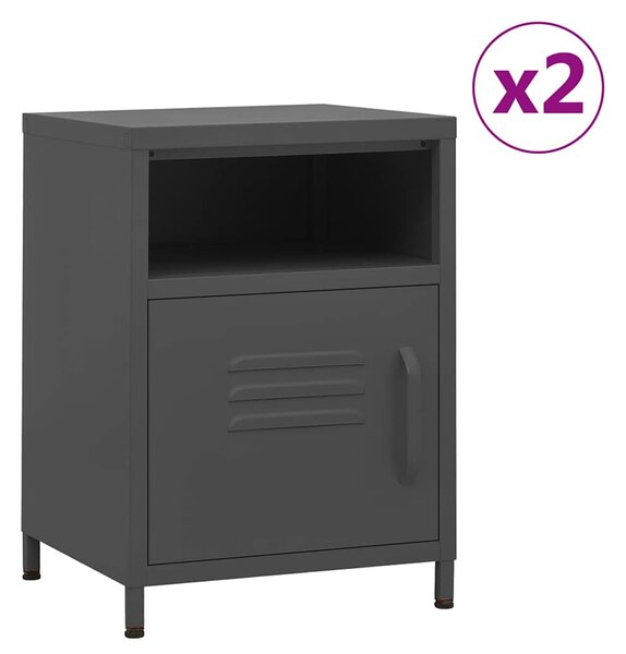 Noční stolky 2 ks antracitová 35 x 35 x 51 cm ocel 3095220