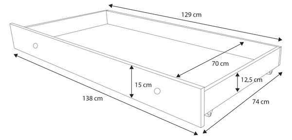 Dětská postel FALA 140 × 70 cm s úložným šuplíkem a ochrannou zábranou – motiv zajíček