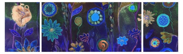 Obraz tmavěmodrých květů (170x50 cm)
