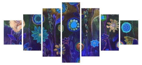 Obraz tmavěmodrých květů (210x100 cm)