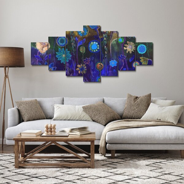 Obraz tmavěmodrých květů (210x100 cm)