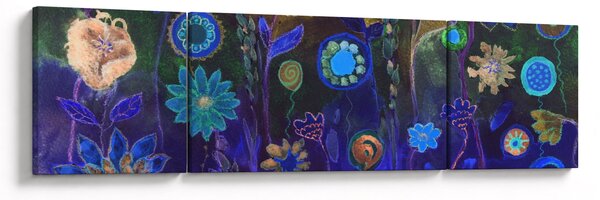 Obraz tmavěmodrých květů (170x50 cm)